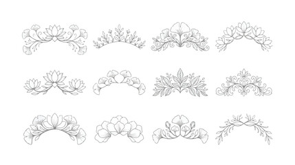 Elegant floral border set, 12 minimalist botanical line art dividers, decorative hand drawn flower ornaments for wedding invitations and branding © HayeGareebi