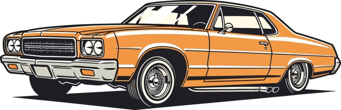 Classic Orange Muscle Car Coupe Vector Illustration 