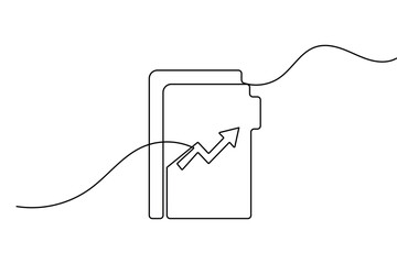 Obraz premium Financial folder continuous line drawing vector for business growth report concept