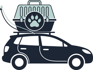 Rescue Car with Police Kit and Dog Paw Badge Icon in Minimalist Flat Vector Style © Lamieya2