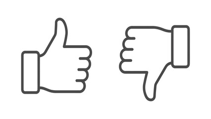 Thumbs up and thumbs down icons represent opposing feedback choices in a simple linear graphic style. © Adam