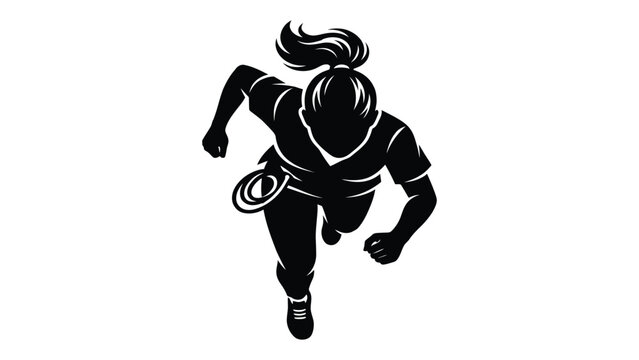 Runner silhouette sprints forward with dynamic energy and determination in this stylized illustration.