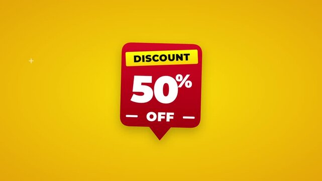 Sale discount 50 percent off promotion on yellow background