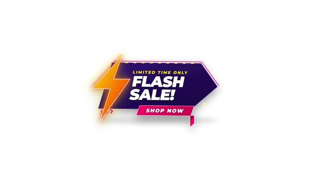 Animated flash sale banners with lightning bolts