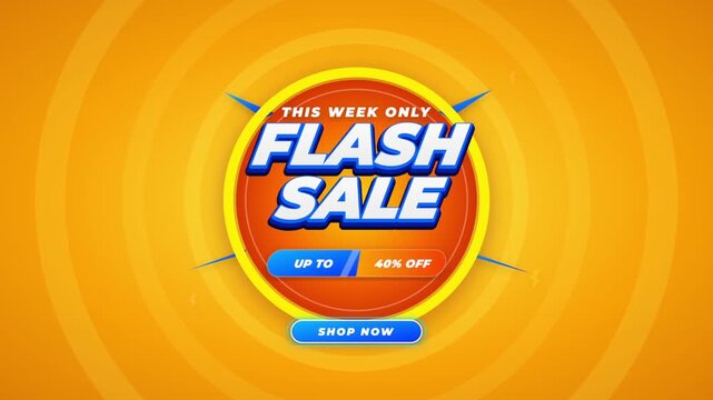Flash sale banner with up to 40 off on orange background