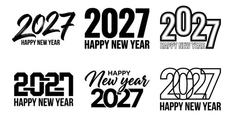 Set of 2027 Happy New Year logo text design.Collection of 2027 Happy New Year  Vector illustration  © MDABDUL