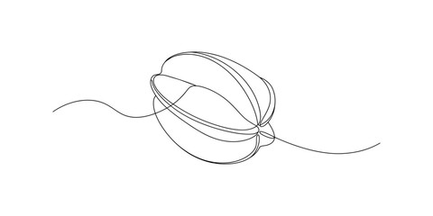 Obraz premium Continuous line drawing of a simple single star fruit