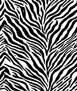 zebra animal skin seamless pattern, black and white stripes texture textile 