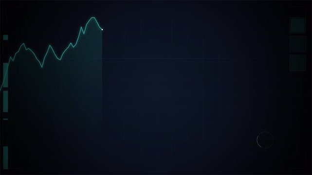 Futuristic digital interface showing data fluctuation graph, cyber technology overlay 4k video