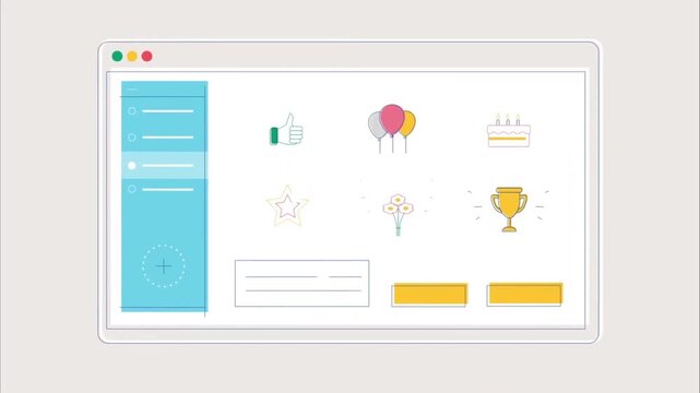 Website User Interface UI UX Dashboard with Interactive Reward Icons Animation