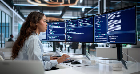 Young Female Software Engineer Developing Secure Code