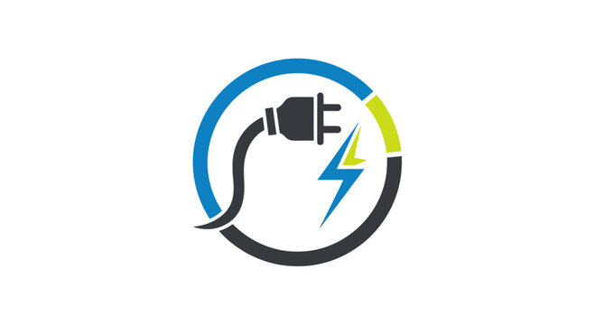 Electric charging plug with lightning bolt symbol.
