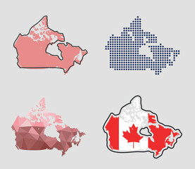 Naklejka premium Canada map icon, outline and silhouette of Canada