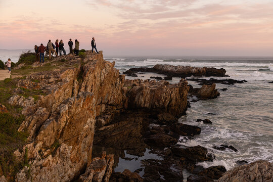 Sunset and dusk settling over beautiful Kammabaai Beach, Hermanus, South Africa