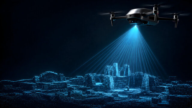 Survey Drone Scanning Ancient Ruins With LIDAR Technology