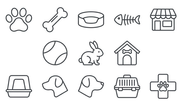 Waterproof and water resistant fabric line icon set with minimalist textile protection barrier and liquid repellent symbols isolated on white background