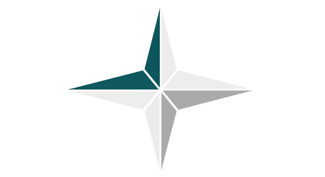 Four pointed geometric star or compass rose.
