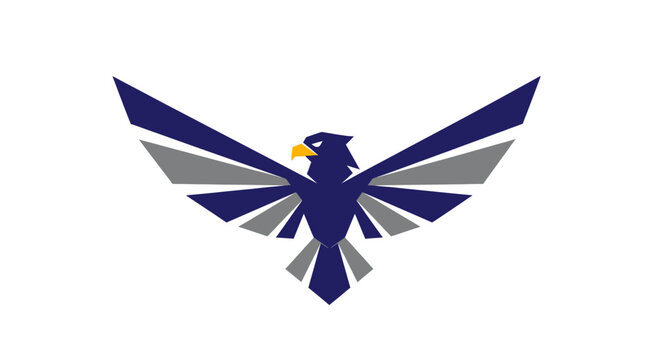Geometric blue eagle bird mascot logo design icon