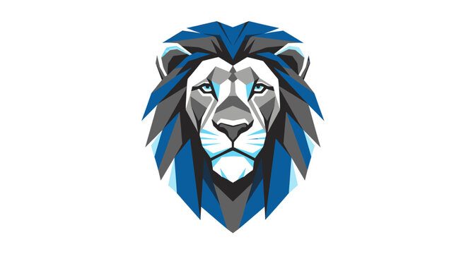 Geometric blue lion head logo icon.