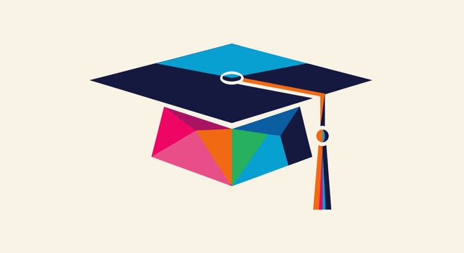 Geometric colorful graduation cap for academic success.
