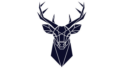 Geometric deer head stag antlers line art icon. © Sendal