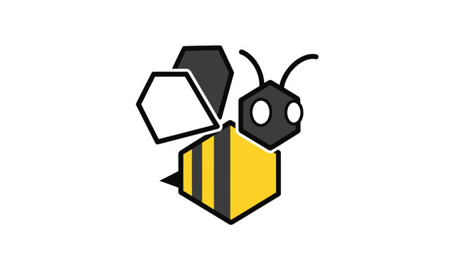 Geometric honey bee logo with hexagonal patterns