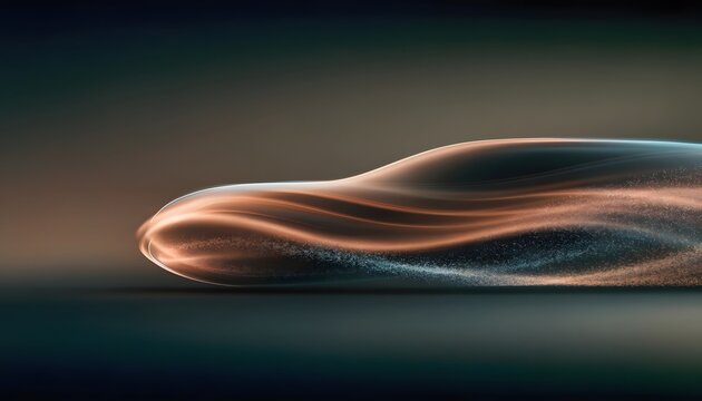 Abstract aerodynamic car silhouette made of glowing light lines. Future transportation and speed concept. Sleek vehicle form moving quickly through dark space with sparkling dust.