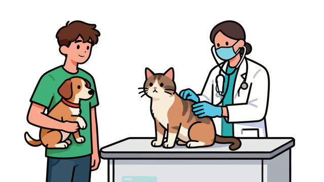 veterinarian with cat