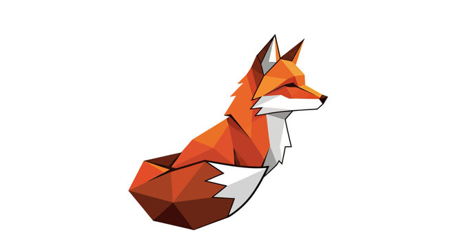 Geometric low poly orange fox head illustration.