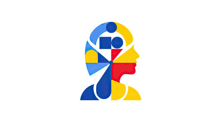 Geometric side profile portrait of a human head. © Sendal