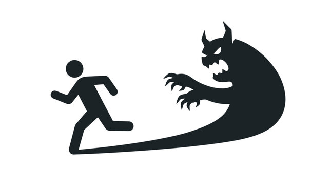 a person running from a monster.