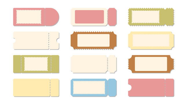 Pastel Coupon Ticket Collection with Vintage Admission Voucher Templates and Retro Event Coupon Designs