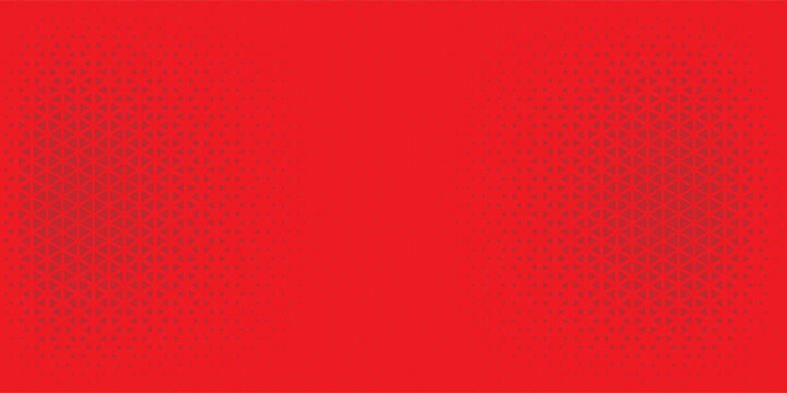 Vibrant red halftone background featuring a geometric gradient pattern of small dark triangles.