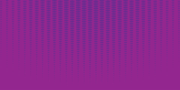 Vibrant purple halftone background featuring a geometric gradient pattern of small blue oval and dot shapes.