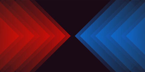 Fototapeta premium 3D red blue techno abstract background overlap layer on dark space with arrow decoration. Modern graphic design element motion style concept for banner, flyer, card, brochure cover, or landing page