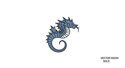 Decorative blue seahorse mythical creature flat icon. © jons