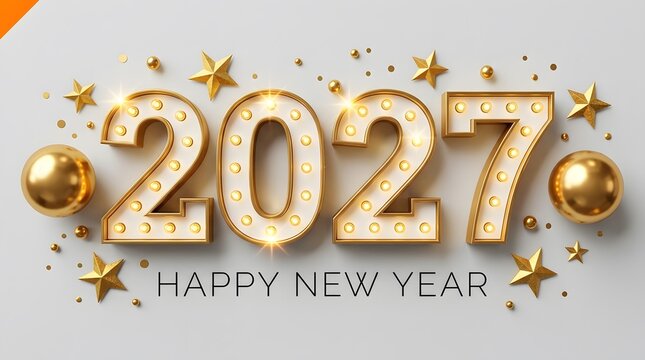 Happy new year 2027 celebration golden text design