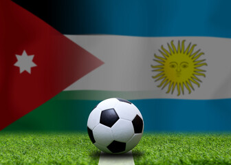 Naklejka premium Football Cup competition between the national Argentina and national Jordan.