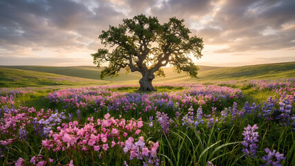 Obraz premium lavender field in the morning