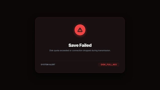 Computer screen, saving changes progress and error messages, technology and computing, data processing and transmission issues, seamless loop, symbolizing innovation and tech problems