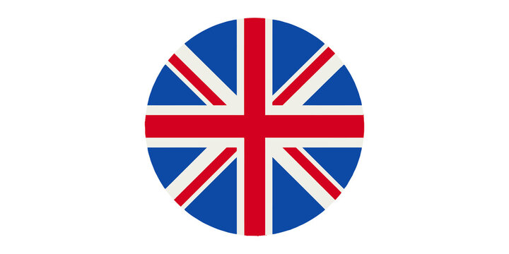 United Kingdom flag circular badge icon for British national identity and language concept