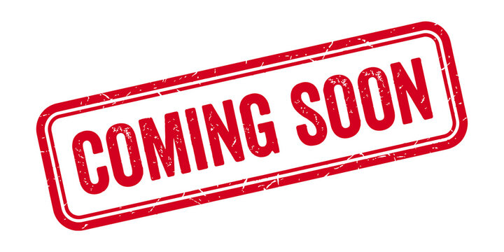 Red coming soon rubber stamp text graphic vector illustration isolated on white background symbol for business marketing
