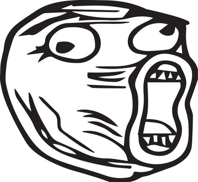 Shocked Rage Meme Face Cartoon Vector Illustration