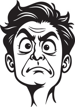 Angry Cartoon Meme Face Black and White Vector Illustration