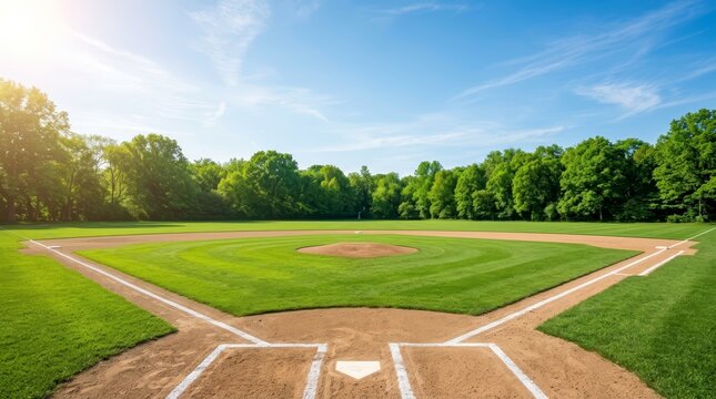 A beautiful baseball field for sports and events within a lush green park.