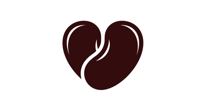 Dark coffee bean shaped into a heart icon.