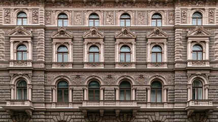 Fototapeta premium Elaborate historical building facade featuring ornate architecture and detailed stone carvings