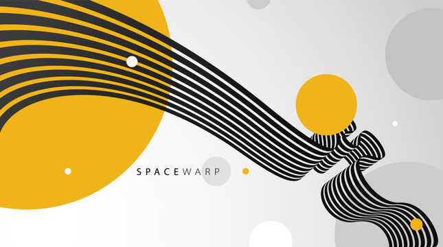 3D perspective lines and circles vector abstract background, curve stripes ribbon bent wallpaper, road journey concept, dynamic wallpaper.