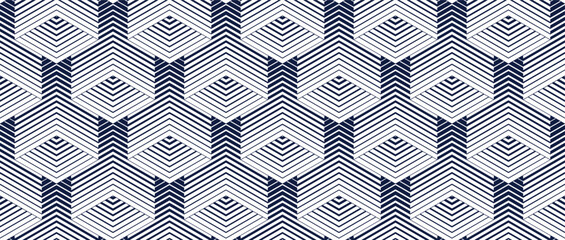 Fototapeta na wymiar 3D cubes seamless background, abstract tiling endless pattern with blocks, cubic optic construction wallpaper, surreal op art surface modular abstraction.
