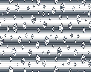 Fototapeta na wymiar Linear seamless pattern, vector stripy geometric abstract background, tiling art runny dynamic lines, funky endless retro wallpaper.
